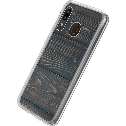 Black Painted Wood Galaxy A20 Clear Case